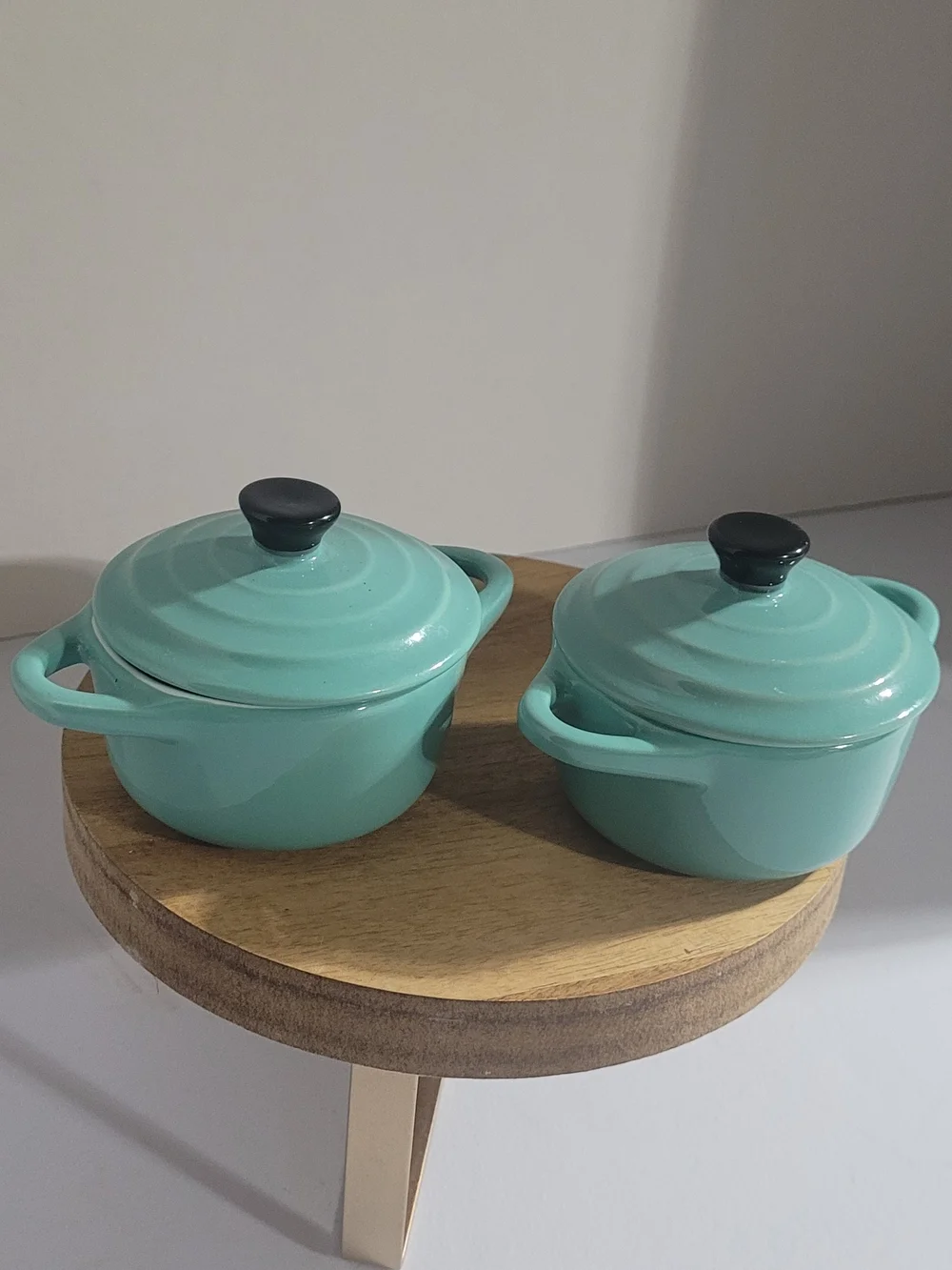 Aqua Ceramic Mini Casserole Dish with Lid - Set of 2